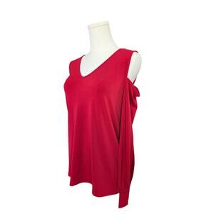 NWT EXPRESS Textured Dark Red Open Shoulder V-Neck Top
